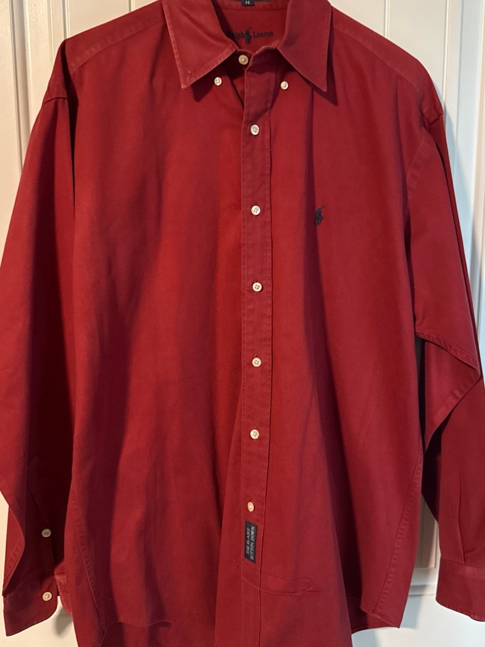 Vintage Ralph Lauren Men's Button-Down Shirt in Deep Red Sz M Preppy Dress Shirt